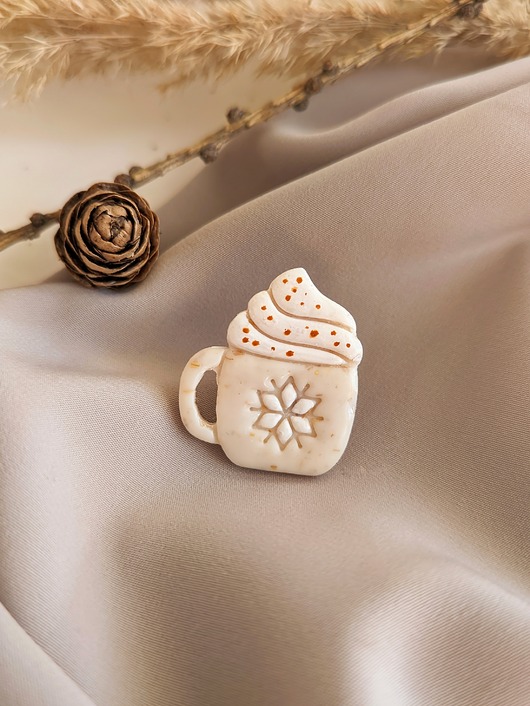 przypinki Pin zimowy kubek gorąca kawa, caffe latte prezent dla miłośnika kawy,boho