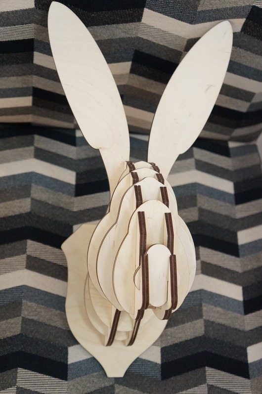 Głowa zająca,królika,puzzle 3d,trofeum animalwood