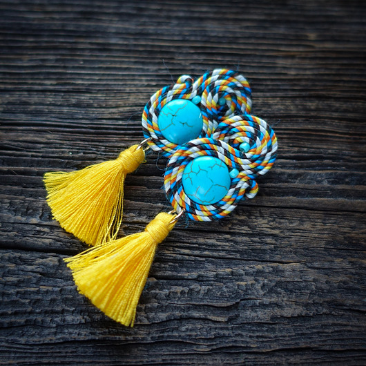 Etniczne- kolorowe kolczyki soutache Mró Soutache