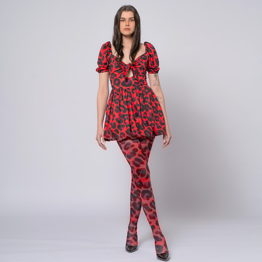 sukienki midi damskie Sukienka bombka w panterkę - Jagoda Solar Tropic