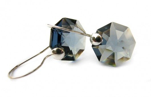 Srebrne kolczyki kryształ Swarovski - Niebo przed burzą Marisella