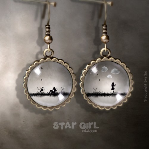 Star Girl Classic Bocian/Obłoki , kolczyki Ewa Saj Fotografie