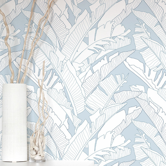 tapety i naklejki ścienne Tapeta Banana Leaf Blue.Tulum Wind. Niebieskie Liście Bananowca