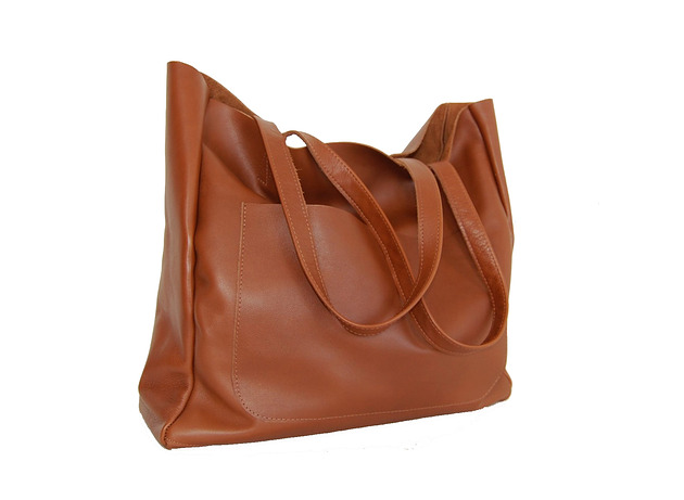 torby na ramię Duża torba damska z kieszenią na ramię ze skóry naturalnej