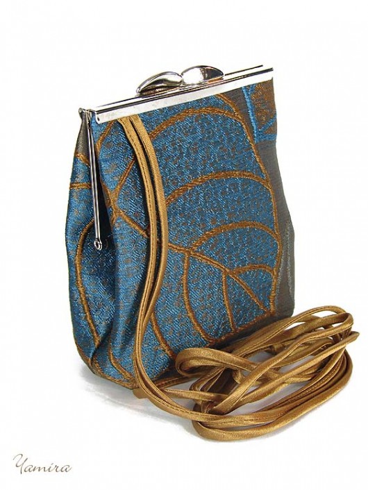 Mini torebka :: blue & brown leaf :: yamira