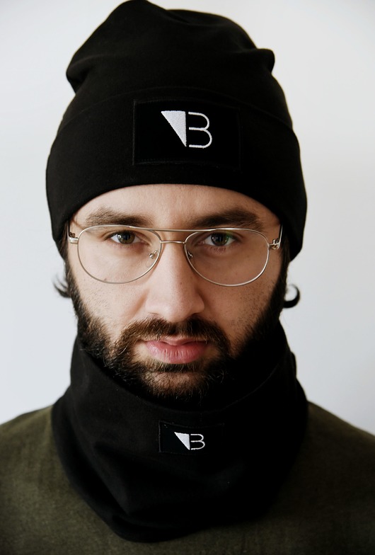 Czarny bawełniany komin z logo/unisex Lucas Brondel