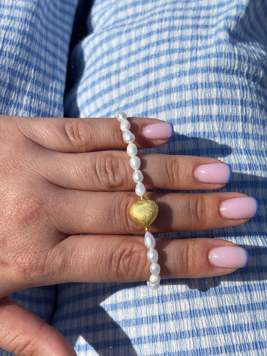 bransoletki - inne Bransoletka z pereł naturalnych serce