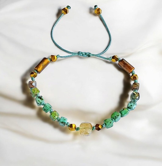 bransoletki z kamieni naturalnych SUKCES - amulet - turkus, cytryn, tygrysie oko, hematyt