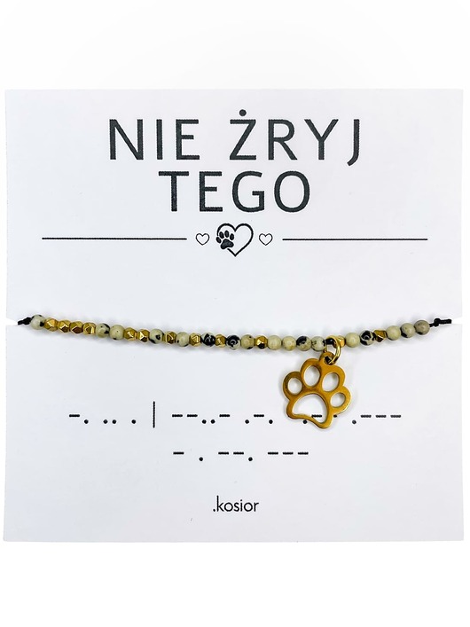 bransoletki na sznurku Bransoletka z kamieni naturalnych Jaspis dalmatyński, Hematyt 10% na zwierzaki