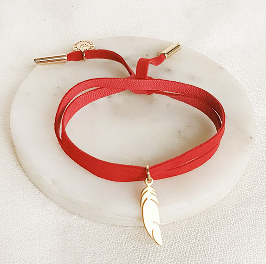 bransoletki skórzane Mini feather red