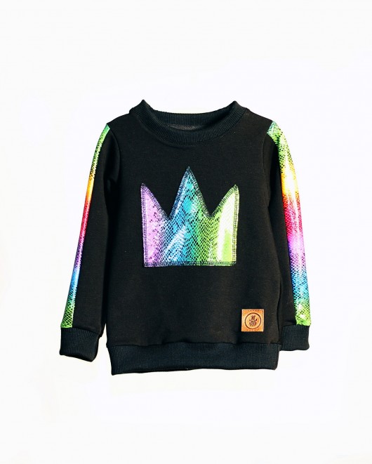 Bluza RAINBOW CROWN - black Little Gold King