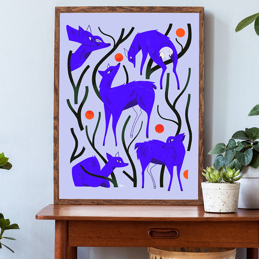 grafiki i ilustracje Plakat Shika deers