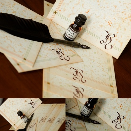 Elegancki papier listowy z inicjałem H HERBE DESIGN