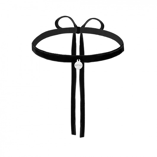 Czarny aksamitny choker ze srebrną zawieszką SOTHO