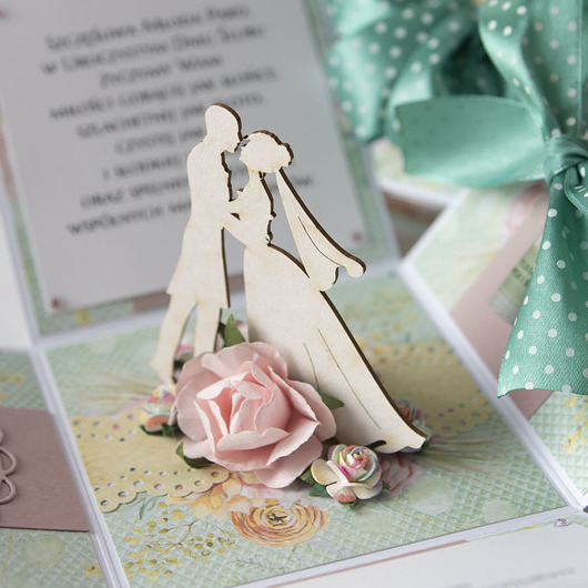 kartki scrapbooking Pamiątka ślubu, exploding box, kartka 3d na wesele
