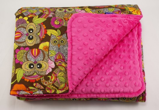 Gruby zimowy dwustronny kocyk BOHO SOWY  Little Sophie