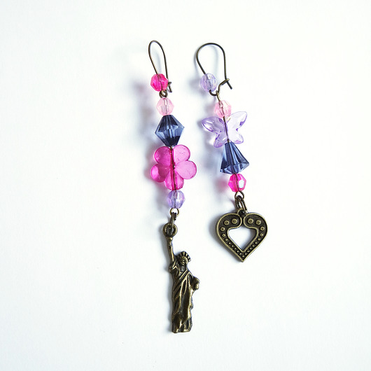 kolczyki - inne Kolczyki - New York, koraliki