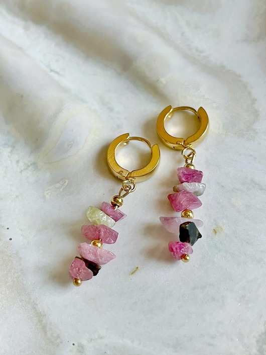 kolczyki z kamieniami Nieregularne kolczyki z turmalinów