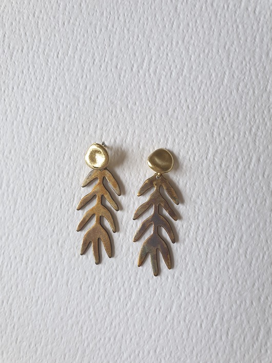 kolczyki z mosiądzu Kolczyki GARDEN OF EDEN mosiądz, liście długie oksyda brązy