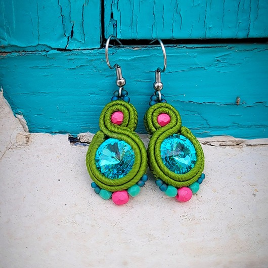 kolczyki soutache Sofi 3 - kolczyki z kryształami