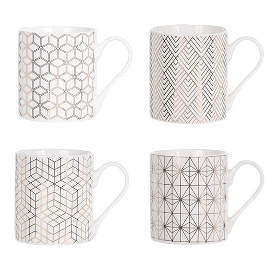 kubki Kubek Porcelanowy 4 szt. Biało Złote