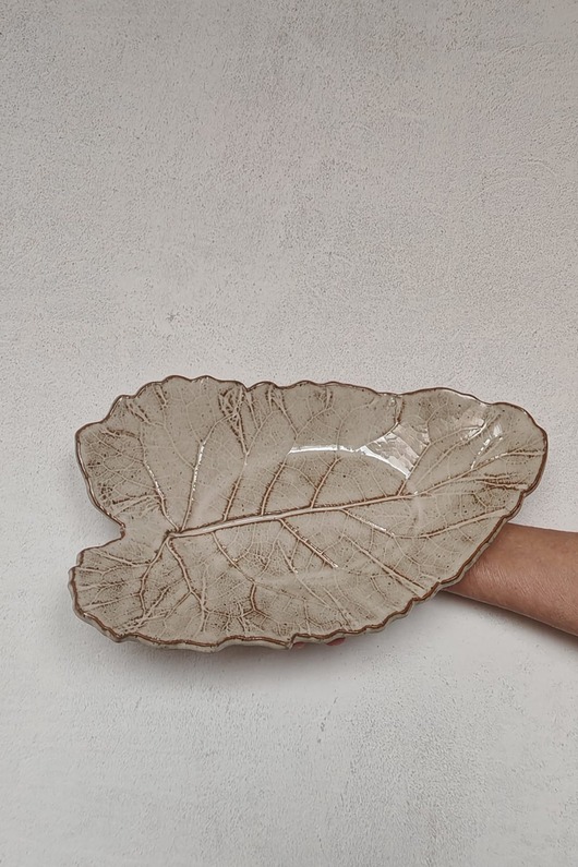 patery i talerze Patera liść kremowy