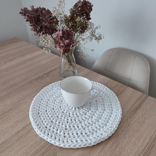 podkładki do kuchni Podkładka okrągła szydełkowa ze sznurka 33cm