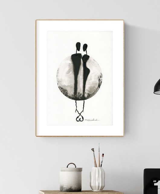 grafika A4 wykonana ręcznie, abstrakcja, Krystyna Siwek Art