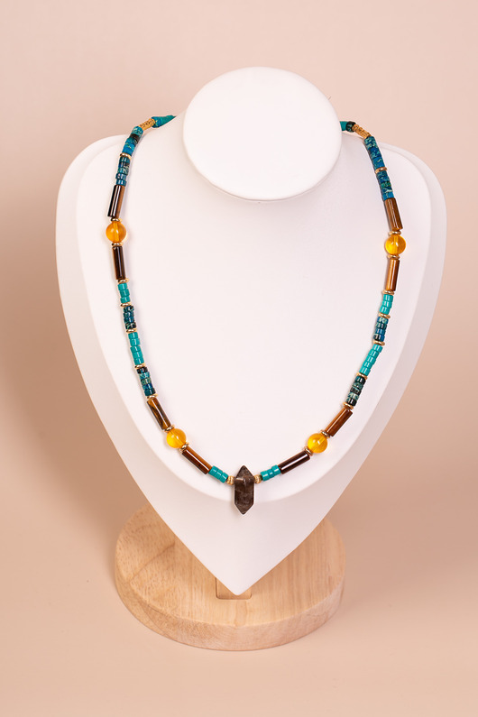 naszyjniki - inne Naszyjnik kwarc, tygrysie oko, amazonit