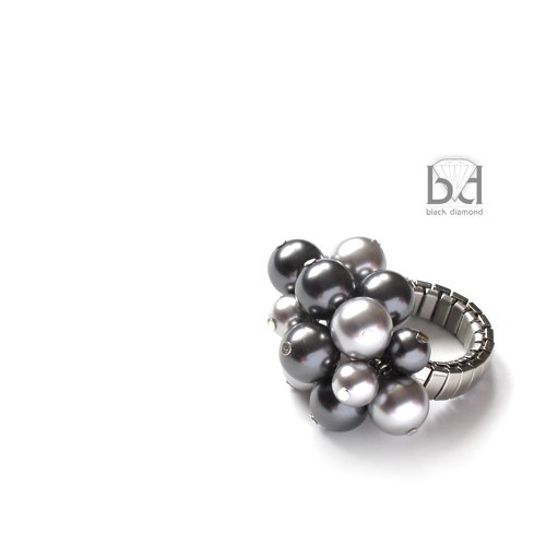 XXL kryształ Swarovski - perły srebrne Black Diamond