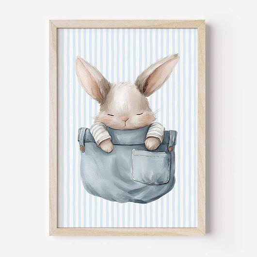obrazy i plakaty do pokoju dziecięcego Plakat Na Ścianę Dla Chłopca Niebieskie króliczki nr. 16