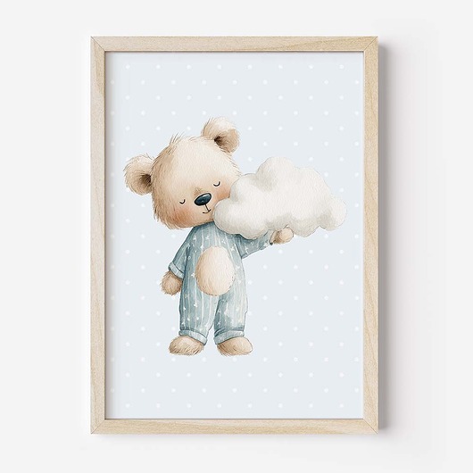 obrazy i plakaty do pokoju dziecięcego Plakat Na Ścianę Dla chłopca Niebieskie misie nr. 6