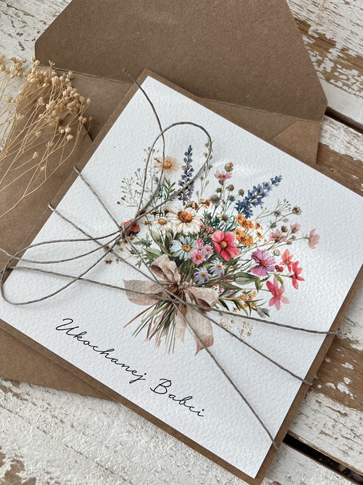 kartki scrapbooking Ręcznie robiona kartka na dzień babci z gotowymi życzeniami