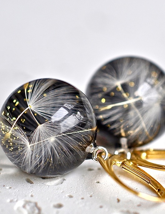 Kolczyki srebrne z nasionami dmuchawca Grol Jewellery