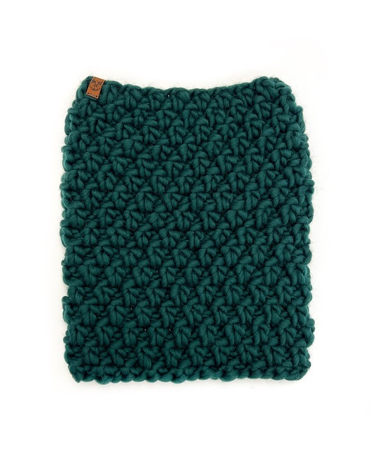 szale damskie Duży komin z grubej wełny peruwiańskiej butelkowa zieleń