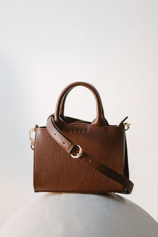 torby na ramię GLAM BAG - skórzana torebka - brąz orzechowy