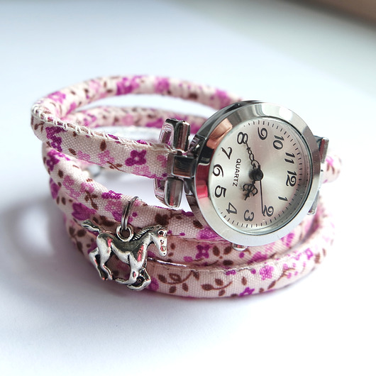 zegarki damskie Zegarek - Konik - fioletowe kwiaty