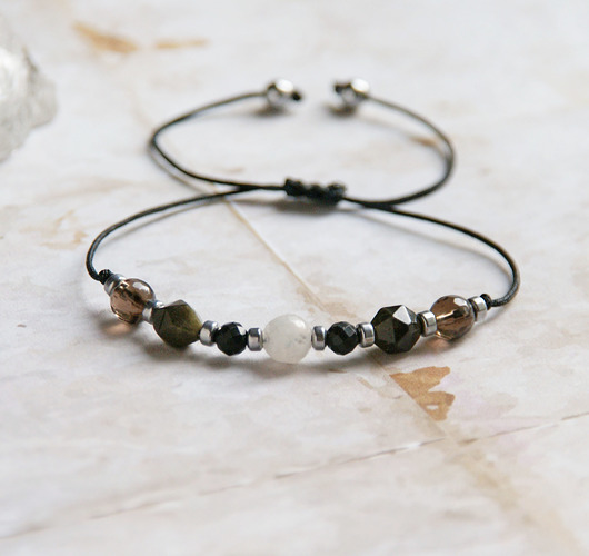 bransoletki z kamieni naturalnych KOZIOROŻEC - zodiac collection - NEW silver