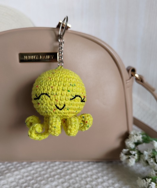 breloki Brelok ośmiornica, Brelok do kluczy, Brelok na prezent, Brelok na szydełku