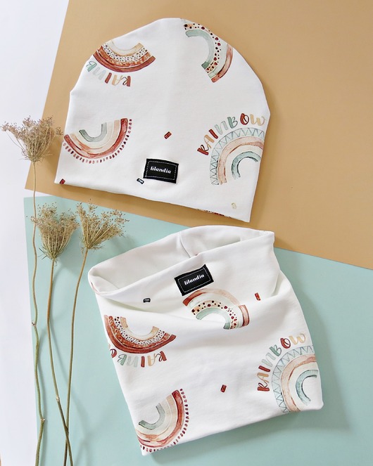czapki dziecięce Komplet  Rainbow   czapka+komin