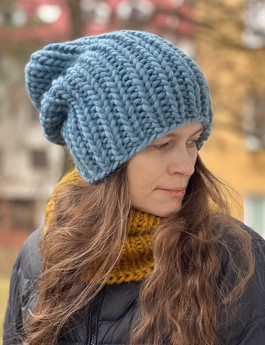 czapki damskie Zimowa czapka z wełny peruwiańskiej i alpaki Lumi niebieska