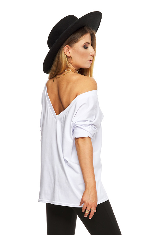 t-shirt damskie T-shirt z dekoltem na plecach