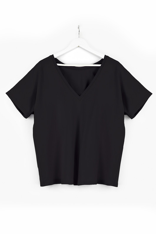 Czarna bluzka Luizjana V-neck z odkrytymi plecami Freeshion