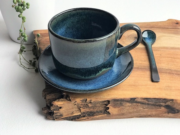 Kubek ceramiczny  Duża filiżanka ze spodkiem Ceramika Tyka