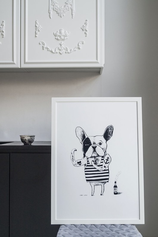 Duża grafika z Buldogiem Francuskim 50x70 cm Friedman Jewelry
