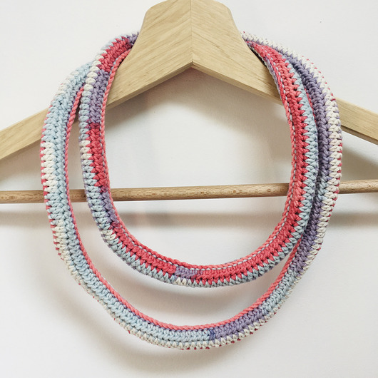 naszyjniki - inne Naszyjnik dzianinowy boho handmade bawełna
