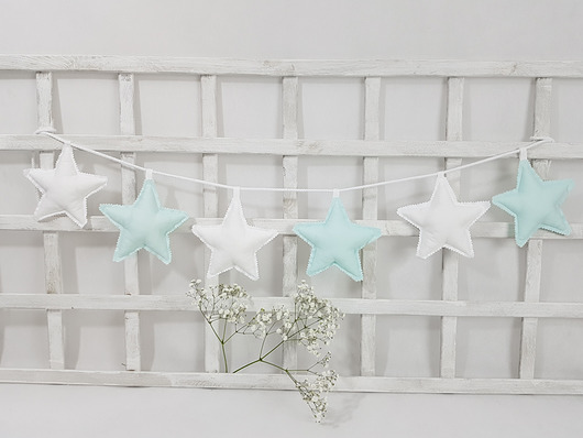 Girlanda gwiazdki mięta_biel Love White