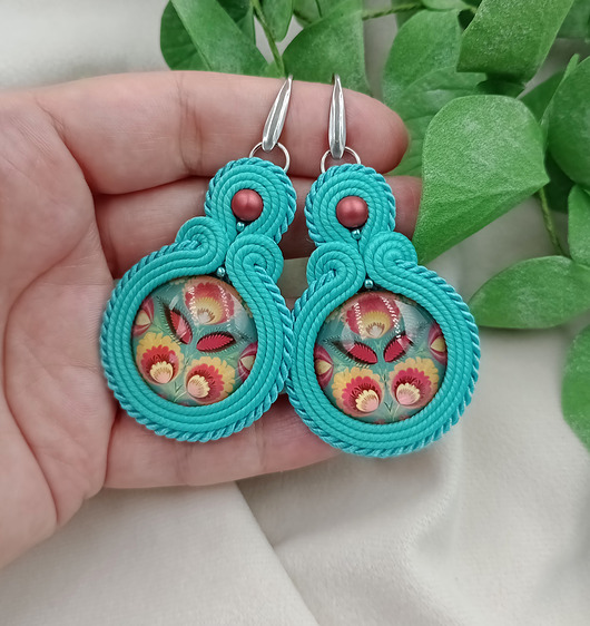 kolczyki soutache Kolczyki soutache łowickie folkowe polski folk