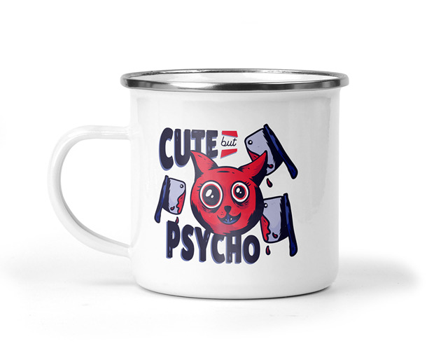 kubki Kubek metalowy psycho kot