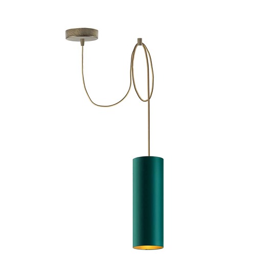lampy wiszące Jednopłomienna lampa wisząca tuba z abażurem VIZELA GOLD T1